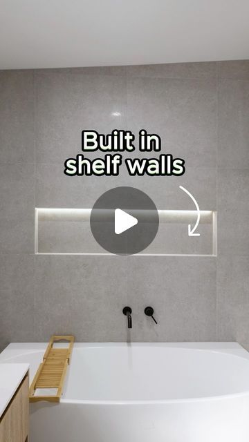 The Bathroom Guide on Instagram: "SAVE THIS… ⬇️  🚀P.S If you want to learn how to create your own bathroom design using our structured design workflow methods… you’ll love our FREE 8 step video lesson design mini course!  💬 Comment “Mini” to get access now!  As shelf walls and niches become more popular, more and more people are suffering the consequences of poor installation.   Keep this video in mind when you are having your nibs, niches and shelf walls installed ✍️  1️⃣ Your structural base (meaning the very foundation of your niche, nib or shelf wall) should be installed with an approx 10mm fall built into it.   Note that your tiles will also need fall, but no where near as much, or your shampoo bottles will slide off the niche. But if you were wondering, the tiles normally have a 3m Built In Shelf Wall, Bathroom Niche Ideas Built Ins, Shelf Wall Ideas, Bathroom Niche Design, Niche Design Wall, Bathroom Niche Ideas, Wall Niche Ideas, Niche Shelves, Niche Decor