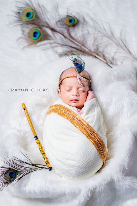 Newborn Krishna theme costume Photography Krishna Photography Baby, Newborn Krishna Photoshoot, Ram Navmi Baby Photoshoot, Newborn Krishna, Little Krishna Photoshoot, New Born Baby Boy Photoshoot, New Born Baby Boy Photo Theme, Newborn Shoot Boy, Krishna Theme Baby Photoshoot