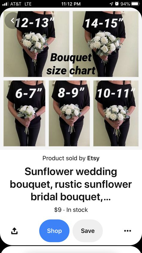 Bouquet Sizes Chart, Bouquet Sizes, Sunflower Bridal Bouquet, Sunflower Wedding Bouquet, Bridal Sunflowers, Style Chart, September Wedding, Sunflower Wedding, Oregon Wedding