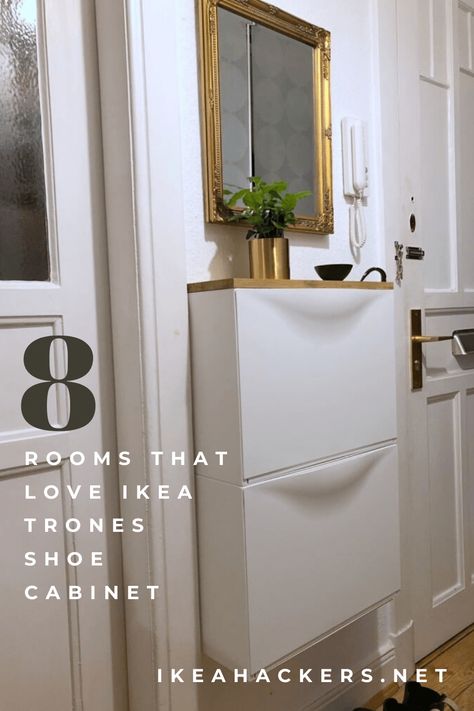 8 rooms that love an IKEA wall mounted shoe cabinet. How to use IKEA TRONES shoe boxes all around the house. Ikea Trones Kitchen, Ikea Trones Shoe Cabinet Hack, Thrones Ikea Shoe Storage, Trones Ikea Hack Entryway, Ikea Trones Ideas, Ikea Wall Mounted, Trones Ikea Hack, Wall Shoe Cabinet, Trones Ikea