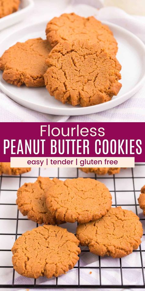 Flourless Peanut Butter Cookies are the ultimate peanut buttery treat! Naturally gluten free with only 6 ingredients and no flour or butter. This easy one bowl cookie recipe will be your new favorite. Make sure to double it and try the variations! Grain Free Peanut Butter Cookies, No Flour Peanut Butter Cookies, Gluten Free Cookie Recipe, Gluten Free Cookies Easy, Gluten Free Cookie, Gluten Free Peanut Butter Cookies, Flourless Peanut Butter Cookies, Flourless Cookies, Peanut Butter Eggs