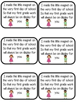 MAGNET POEMS FOR PARENTS (K-5) FREEBIE - TeachersPayTeachers.com Poems For Parents, Preschool Poems, Poems About School, Classroom Management Elementary, Kindergarten Songs, First Day Activities, Welcome To School, First Day Of School Activities, School House Rock