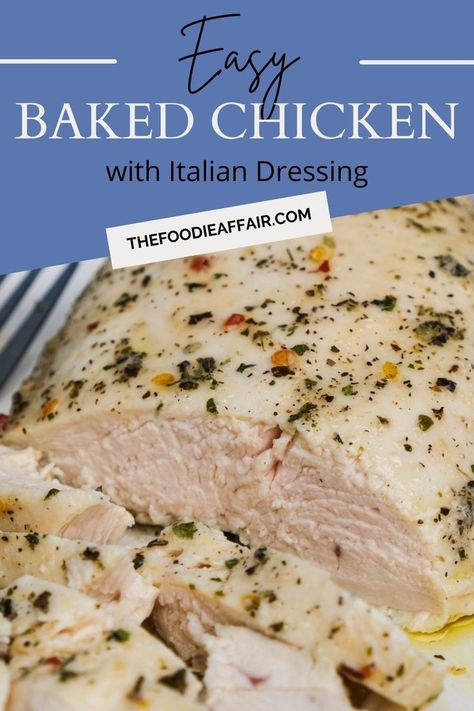 Sliced chicken breast that has been marinated in Italian dressing. Chicken In Italian Dressing, Zesty Italian Chicken, Baked Boneless Chicken Breast, Italian Dressing Recipe, Italian Dressing Chicken, Italian Dressing Recipes, Italian Chicken Recipes, Creamy Chicken Pasta, Ranch Salad Dressing