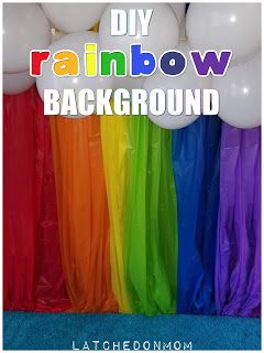 Rainbow Backdrop Diy, Rainbow Photo Backdrop, Make A Photo Backdrop, Rainbow Party Backdrop, Table Cover Backdrop, Rainbow Dash Birthday Party, Rainbow Dash Birthday, Rainbow Backdrop, Rainbow Photo