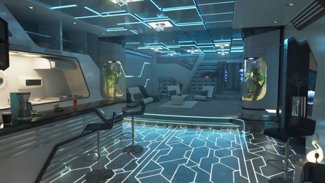 ArtStation - Futuristic Interior Design, Mohamed Alaa Kota Masa Depan, Futuristic Room, Cyberpunk Room, Futuristic Bedroom, Futuristic Interior Design, Laboratory Design, Spaceship Interior, Futuristic Home, Event Horizon