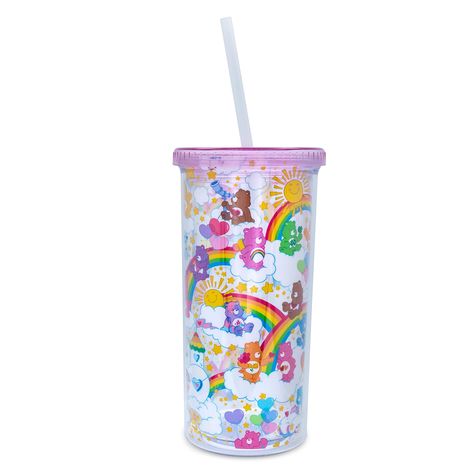 PRICES MAY VARY. CARE BEAR COUNTDOWN: Ready to unlock a magical day filled with excitement? Embrace all your feelings with this exclusive carnival cup featuring those cute teddies with the expressive tummies, the Care Bears. ON CLOUD NINE: Why care a little when you can Care-A-Lot? All your favorite Care Bears are here on the fun, cloud-filled design of this travel tumbler. Tenderheart and Wish Bear, Funshine and Wish Bear, all there to care about you. AS BIG AS YOUR HEART: You can stay refreshe Care Bears Rainbow, Rainbow Stars, Cup With Lid And Straw, Rainbow Star, Cup With Lid, Bar Glassware, Travel Tumbler, Office Parties, Care Bear