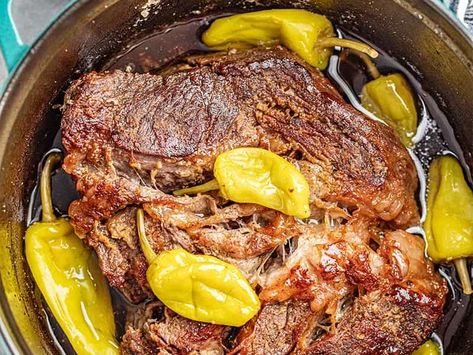 Mississippi Pot Roast (Slow Cooker, Stovetop, or Instant Pot) Recipe - Whisk Roast In Dutch Oven, Roast Slow Cooker, Mississippi Roast Recipe, Mississippi Pot, Mississippi Roast, Stay At Home Chef, Mississippi Pot Roast, Slow Cooker Roast, Pot Roast Slow Cooker