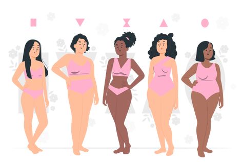 Body Diversity Illustration, Body Types Illustration, Female Body Shapes, Body References, Different Body Types, Png Illustration, Body Types Women, Types Of Women, Illustration Fashion Design