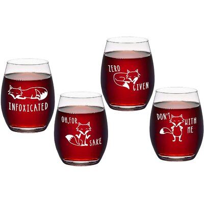 Product descriptionColor:TransparentThis set of 4 novelty FOX THEMED wine glass set is a great option when you are searching for a cute wine gift or Christmas present!Funny FOX series stemless wine glass:Gifting these cute stemless wine glasses to women, men, friends, coworkers, mom, dad, grandma, grandpa, aunt, sister, fox lover, husband, wife on Christmas, birthday or holiday party.This funny wine glass set is available in a 15 ounce capacity, absolutely a perfect daily wine glass or used for Cricut Mugs, Zero Fox Given, For Fox Sake, Men Friends, Mint Julep Cups, Christmas Wine Glasses, Painted Bottles, Fox Sake, Liqueur Glasses