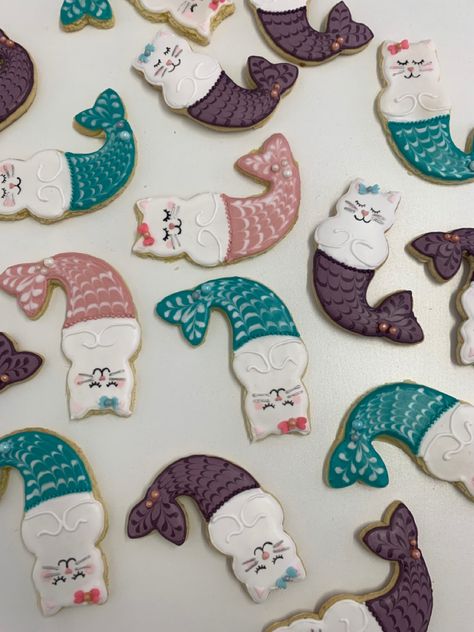 Mercat Birthday Party, Royal Icing, 5th Birthday, Starfish, Dolphins, Birthday Ideas, Sea Shells, Sugar Cookie, Twins