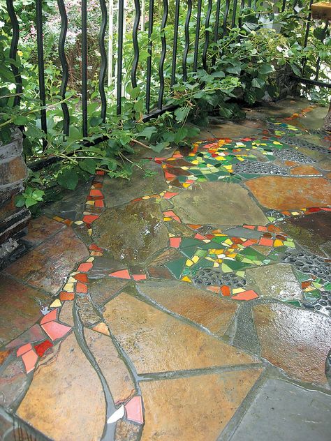 Pacific Horticulture Society | Knap: To Chip Rock Mosaic Walkway, Flagstone Walkway, Backyard Walkway, Walkway Landscaping, Walkways Paths, Stone Walkway, Garden Walkway, Stone Garden, Have Inspiration