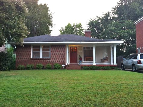 Inspiring Ranch Makeover House Exterior Renovation, Red Brick Ranch, Ranch Makeover, Exterior House Renovation, Porch Plans, Ranch Remodel, Ranch Exterior, Brick Ranch, Concrete Stairs