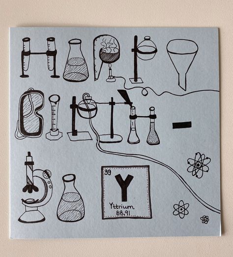 Biology Birthday Card, Chemistry Birthday Cards, 18th Birthday Present Ideas, Physics Gifts, Birthday Jokes, Happy Birthday Cards Diy, New Job Card, Funny Happy Birthday Wishes, Science Stickers