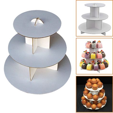 PRICES MAY VARY. This item with 1pc rounded 3 tier cardboard cupcake tower. Top tier is 7.25" Diameter. Middle tier is 9.5" Diameter. Bottom tier is 12" Diameter White Cardboard Tiers (DIY CUPCAKE STAND!). Great for baby showers, weddings, parties, bakeries, food display, graduation parties, and bridal showers Cardboard Cake Stand, Cardboard Cupcake Stand, Dessert Tower, Rustic Cupcake Stands, Cardboard Cake, Birthday Cake Stand, Platter Food, Diy Cupcake Stand, Rustic Cupcakes