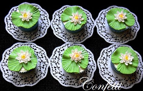 lily pad cupcakes Lily Pad Flower, Tea Decor, Fantasy Cake, Cupcake Wars, Cupcake Art, Flower Food, Edible Cake, Dessert Decoration, Girl Cakes