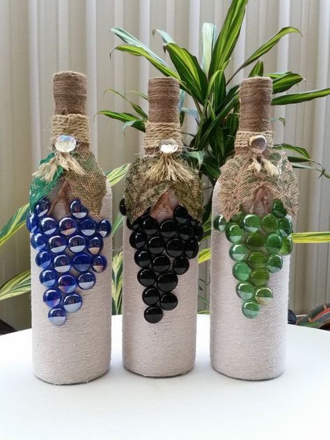 #bottle_art_explanation #bottle_art_easy #bottle_art_for_kids #bottle_art_flower_design #bottle_art_for_beginners Wine Bottle Project, Wrapped Wine Bottles, Glass Bottle Diy, Wine Glass Crafts, Glass Bottles Art, Wine Bottle Art, Wine Bottle Diy Crafts, Painted Wine Bottles, Diy Bottle Crafts