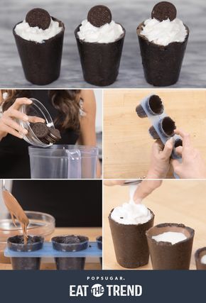 No Bake Oreo Cookie Shot Glasses Milk and cookies have never been easier to make! Cookie Shot Glasses, Chocolate Shot Glasses, Cookie Shot Glass, Edible Shot Glasses, Fruit Ice Pops, Cookie Shot, Cheesecake Shooters, Shot Glass Desserts, Edible Cups