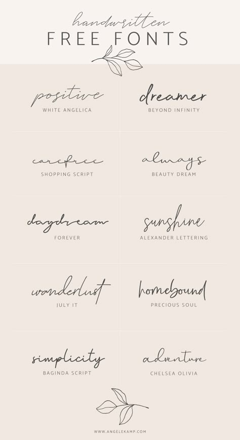 Handwritten free fonts – Angele Kamp Handwritten Free Fonts, Different Types Of Handwriting, Types Of Handwriting, Calligraphy Signature, Font Tato, Pink Branding, Alfabet Font, Tato Minimal, Free Handwritten Fonts