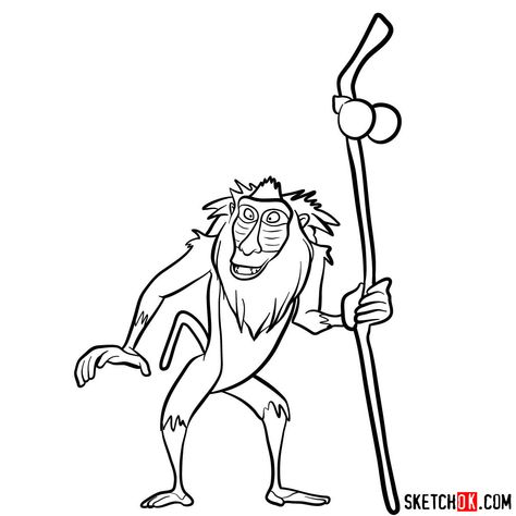 How to draw Rafiki | Lion King Lion King Characters Drawing, Lion King Outline, Rafiki Holding Simba, Rafiki Drawing, Rafiki Lion King, Lion King Characters, Simba The Lion King, The Lion King Characters, Disney Painting