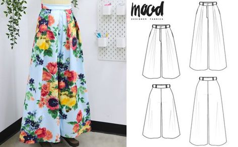 Making Palazzo Pants, Free Palazzo Pants Pattern, Palazzo Pants Free Pattern, Mood Fabrics Free Pattern Pants, Diy Palazzo Pants Pattern Free, Boho Pants Pattern Sewing, Sew Pants For Women, Free Wide Leg Pants Sewing Pattern, Simple Pants Pattern Free