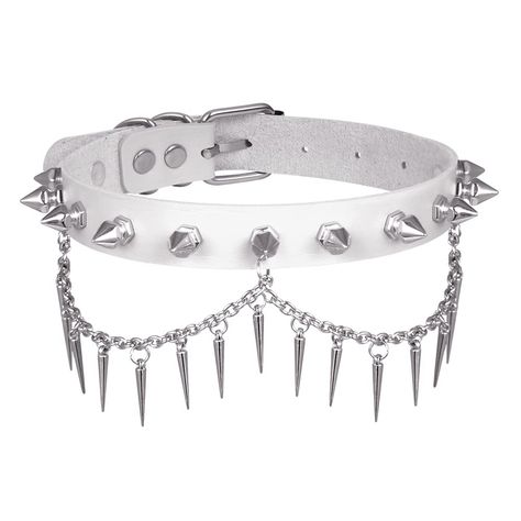 PRICES MAY VARY. Size:The spiked choker total length 44cm/17.3", width 2cm/0.78".The chokers adjustable from 31- 41cm/12.2-16.14".The Tower spikes length 1.5cm/0.59". Package includes: 1 Pcs Spiked Chain Choker Unique punk design:This choker have 11 tower spikes on the leather strap and have 18 cone spikes pendants with chain,The vegan leather coordinating spikes with a buckle in the back. Suitable occasions:Punk choker necklace is very suitable for rock dress up, party, concert, anime cosplay c Spike Choker, Spiked Choker, Black Lace Choker Necklace, Tattoo Choker Necklace, Pearl Cross Necklace, Metal Choker Necklace, O Ring Choker, Gold Body Chain, Work Necklaces