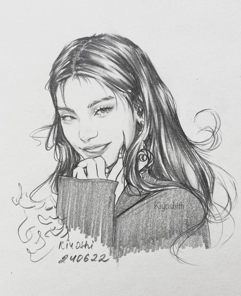 Yeji Fanart, Girl Drawing Sketches, Kpop Drawings, Easy Drawings Sketches, Sketch Painting, Realistic Art, Sketchbook Art Inspiration, Cool Art Drawings, Diy Art Painting