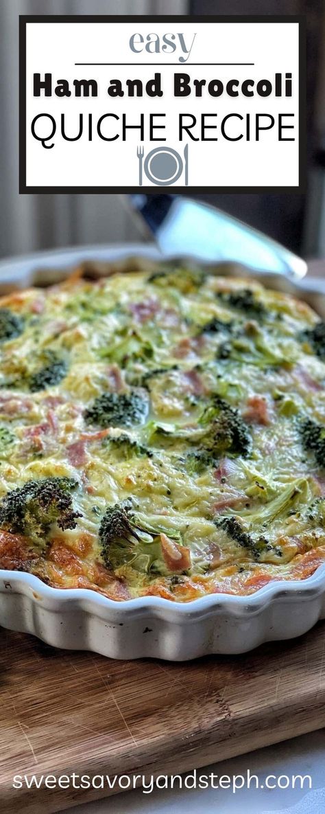 This ham and broccoli quiche is nutritious and filling, easy to assemble breakfast or lunch. It’s packed with protein and veggies, and the best part is, the crust is completely effortless. Packed with ham, cheese, and fresh broccoli, this is ham and broccoli quiche with pizza crust makes for a delicious breakfast or lunch for the family to enjoy, or a great meal prep. Ham And Broccoli Quiche, Quiche With Hashbrown Crust, Broccoli Quiche Recipes, Ham And Broccoli, Broccoli Recipes Healthy, Ww Breakfast, Broccoli Quiche, Easy Ham, Freezer Breakfast Sandwiches