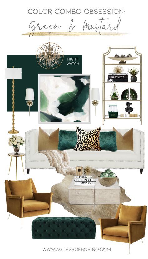 Chartreuse Decor, Gold Living Room, Glam Room, Living Room Green, Design Del Prodotto, Home Decor Trends, Color Combo, My New Room, Green Living