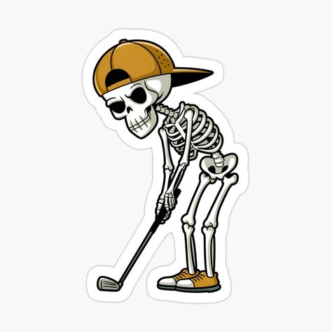 Full Skeleton, Graphic Hats, Cartoon Skeleton, Moth Tattoo, Playing Golf, Golf Bag, Play Golf, Golf Bags, Decals Stickers