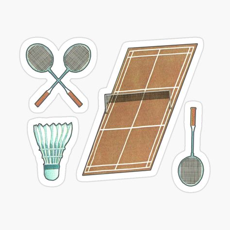 Badminton Stickers Printable, Badminton Stickers, 2x2 Picture, 2x2 Picture Id, Badminton Art, Bike Sticker, Badminton Court, Draw Hands, Vintage Journal