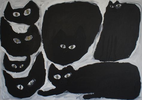 Miroko Machiko, Miroco Machiko, Black Cat Art, Great Cat, Cat Artwork, Art Brut, Cats Illustration, Outsider Art, Cat Illustration