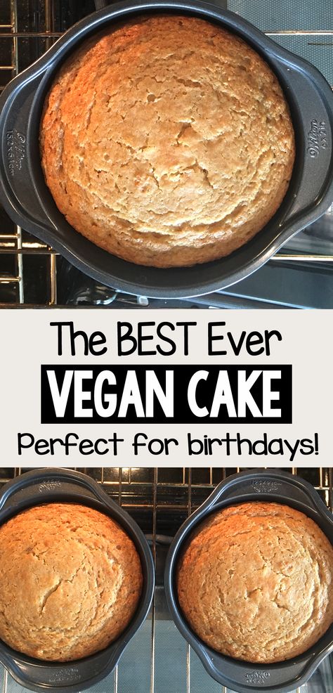 How to make the best vegan vanilla cake recipe for birthday parties with options for white or chocolate cake #vegancake #vanilla #cake #vegan #recipe #birthday #dessert #best #veganrecipe #cakerecipes #eggfree How To Make A Vegan Cake, Vegan Birthday Muffins, Vegan Cake Filling Ideas, Easy Vegan Vanilla Cake, Vanilla Cake Recipe Vegan, Vegan Yellow Cake Recipe, Wfpb Cake Recipes, 2 Ingredient Vegan Recipes, 6 Inch Vegan Cake