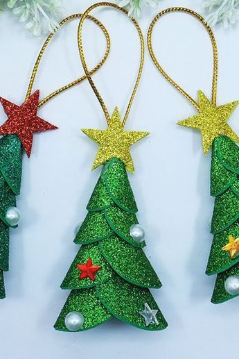 Learn How To Make Christmas Tree Making Ideas - Glitter Foam Christmas Crafts. Ornaments Christmas Tree With Glitter Foam Paper Handmade Christmas Tree. #Christmas #Tree #Handmade Felt Paper Christmas Decor, Eva Foam Christmas Decorations, Foam Paper Christmas Ornaments, Crafts Using Foam Sheets, Foam Diy Craft, Foam Ornaments Diy, Glitter Foam Sheet Crafts Diy Christmas, Foam Paper Christmas Crafts, Glitter Foam Ornaments