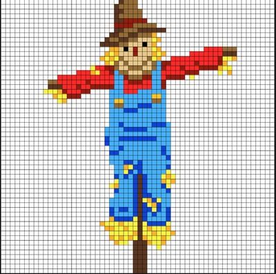 3D Perler Bead Scarecrow Display - Pixel Art Shop Cross Stitch Scarecrow, Thanksgiving Pixel Art, Scarecrow Display, Perler Bead Projects, Rod Serling, Hot Fuzz, Chicken Cross Stitch, Autumn Cross Stitch Patterns, Laura Palmer