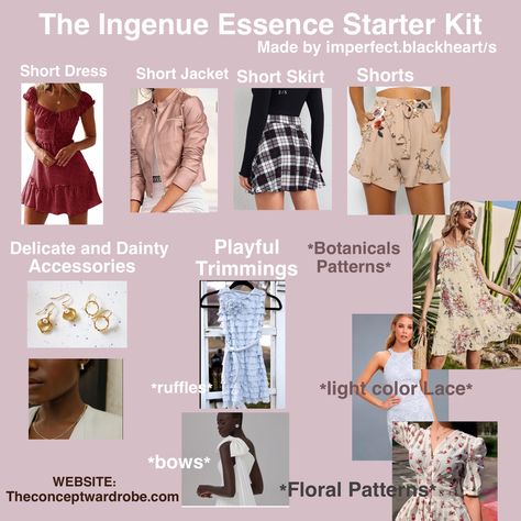 Maiden Style Archetype, Ingenue Essence Accessories, Romantic Style Essence Outfits, Inguene Essence Style, Soft Natural Ingenue Essence, Natural Style Essence Outfits, Inguene Essence, Natural Ingenue Essence, Ingenue Beauty