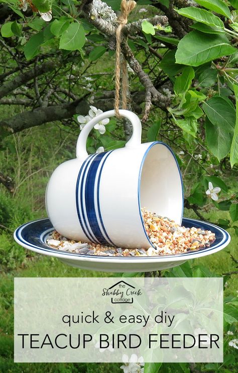 How to Make a Quick & Easy DIY Teacup Bird Feeder Teacup Bird Feeder, Tea Cup Bird Feeder, Have Inspiration, Bird Garden, For The Birds, Bird Feeder, Garden Crafts, Birdhouse, Garden Yard