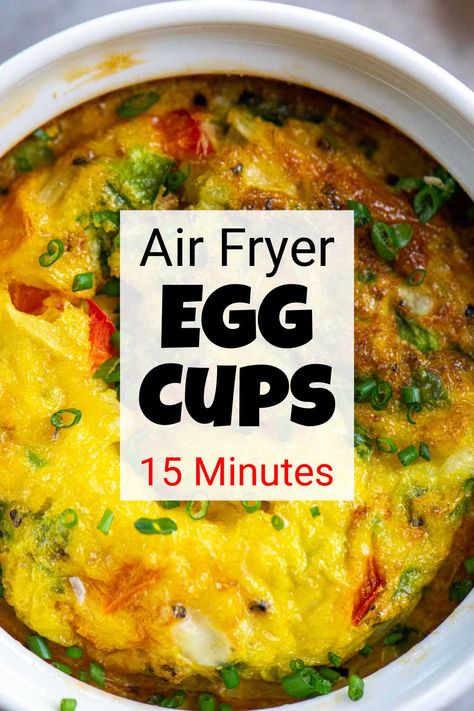 Air Fryer Egg Cup Recipes, Egg Cups Air Fryer, Egg Muffins In Air Fryer, Air Fryer Recipes For Breakfast, Ramekin Air Fryer Recipes, Airfryer Eggs Recipes, Single Serve Air Fryer Recipes, Air Fryer Ramekin Recipes, Airfryer Breakfast