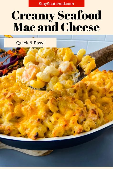 Baked Crab Mac And Cheese, Crab Mac And Cheese Recipe Baked, Easy Crab Mac And Cheese, Seafood Mac N Cheese Recipe, Crab Mac N Cheese Recipe, Crockpot Seafood Mac And Cheese, Mac And Cheese With Seafood, Seafood Mac And Cheese Recipe Shrimp And Crab, Sea Food Mac And Cheese Recipe