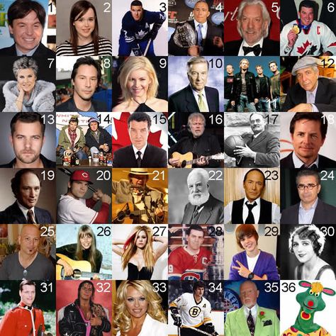 Can you name the Famous Canadians pictured? Quiz by nscox - Sporcle Games & Trivia Famous Canadians, Canadian People, Picture Quiz, Leaving Party, I Am Canadian, Pub Quiz, Worship God, True North, Canada Day