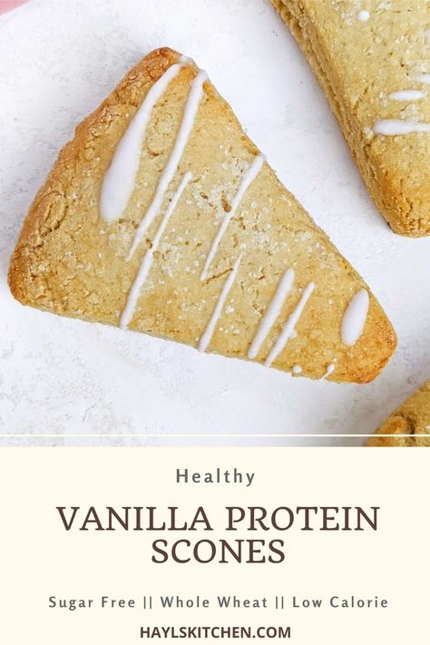 The best Vanilla Protein Scones recipe with simple, healthy ingredients. These vanilla protein scones use unflavored and vanilla protein powder and Greek yogurt for an extra high protein packed scone recipe! Protein Powder Scones, Protein Pastry Recipes, Unflavored Protein Powder Recipes, Protein Powder And Greek Yogurt, Yogurt Scones Recipe, Protein Scones, Protein Pastry, Vanilla Bean Scones, Baking With Protein Powder