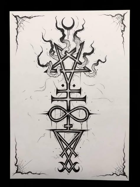 Gothic Designs Drawings, Satanic Back Tattoo, Pentagram Tattoo Satanic, Satanism Drawing, Satanic Tattoo Design Ideas, Satanism Tattoo, Baphomet Tattoo Design, Pentagram Tattoo Design, Occult Tattoo Ideas