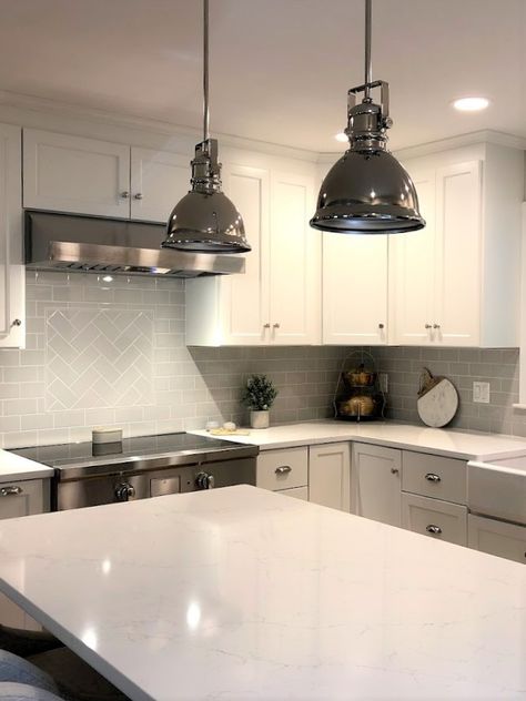 Counters - #MSI calacatta botanica Cabinet paint - Benjamin Moore #whitedove Tile - Allen+Roth 3x6 in pearl glossy Calacatta Botanica Quartz, 2023 Backsplash, Calacatta Botanica, Granite Ideas, House Flips, Freezer Prep, Countertop Inspiration, Epoxy Countertops, Dreamy Kitchens