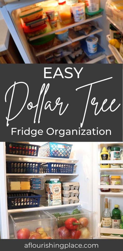 Dollar Tree Fridge Organization, Fridge Organization Dollar Store, Small Fridge Organization, Fridge Makeover, Tidy House, Kitchen Clutter, Store Hacks, Small Pantry, Small Fridges