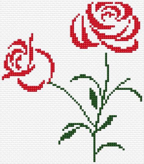 Rose Cross Stitch Pattern Simple, Small Rose Cross Stitch Pattern, Cross Stitch Flowers Simple, Cross Stitch Rose Pattern, Cross Stitch Roses, Cross Stitch Calculator, Rose Cross Stitch, 123 Cross Stitch, Rose Cross Stitch Pattern