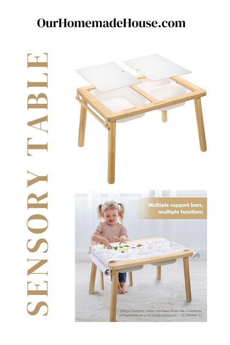 Our sensory table has changed our mornings. Our toddler now has screen free mornings while she plays in her sensory table. She loves playing, exploring, and learning using this table! #montessori #amazonaffiliatelink #sensorytable #firsttimemom #toddlergift Toddler Sensory Table, Sensory Bin Table, Diy Sensory Table, Toddler Activity Table, Sensory Table Ideas, Table Montessori, Science Table, Sensory Tables, Toys Storage