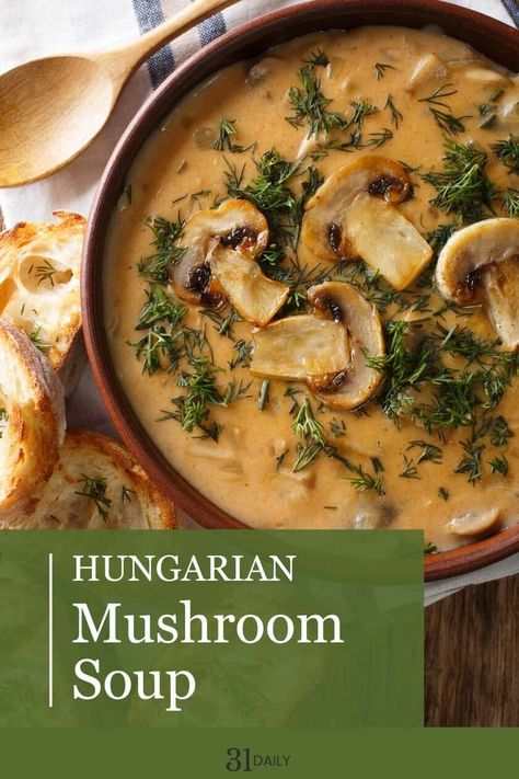 Harvest Mushroom Soup, Hungarian Mushroom Soup Crock Pot, German Mushroom Soup, Instapot Mushroom Soup, Creamy Hungarian Mushroom Soup, French Mushroom Soup, Beefy Mushroom Soup Recipes, Hungarian Mushroom Soup Recipe, Mushroom Recipes Soup