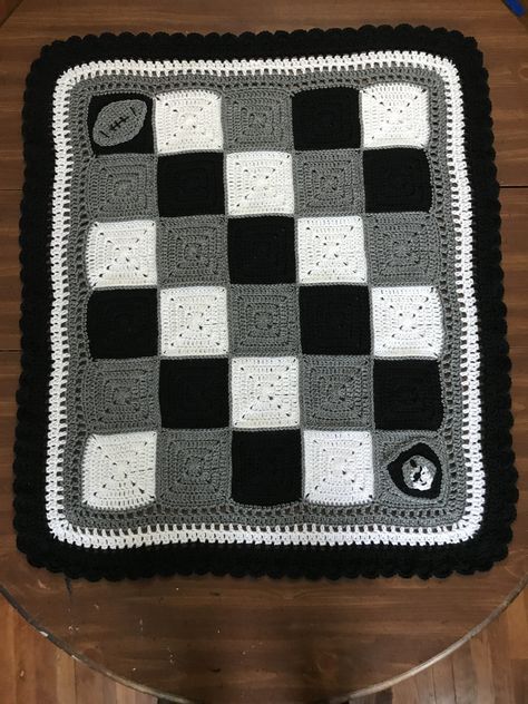 Crochet Raiders Blanket, Raiders Blanket, Raiders Baby, Crochet Bedspread Pattern, Blanket Ideas, Custom Baby Blanket, Crochet Bedspread, Todo List, Crochet For Boys