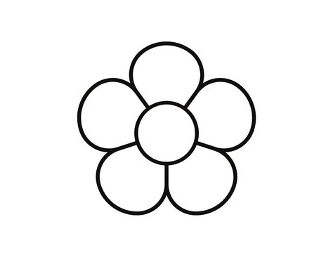 Basic Flower: Comes in 3 sizes Perfect for a simple flower craft or spring coloring page! Simple Flower Design Drawing, Basic Flower Drawing, Drawing Ideas Easy Flowers, Simple Flower Craft, Small Flower Drawing, Easy Flower Drawings Simple, Simple Flower Outline, Small Flower Drawings, Clay Templates