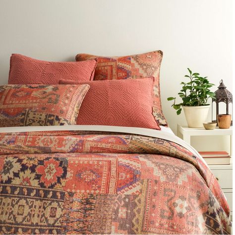 Go East with this colorful linen duvet cover, digitally printed with a patchwork of kilim-inspired patterns in shades of blue, terra-cotta, java, and brick. Coordinates beautifully with both neutrals and patterns, including our Laundered Cotton throws, Linen Mesh coordinates, and Anatolia decorative pillows and throw.Product Overview Color: Yellow/Orange Dimension: Full/Queen: 86"D x 86"W King: 86"D x 101"W Material: 100% Linen Pine Cone Hill, Printed Linen Fabric, Patterned Bedding, Linen Duvet Cover, Full Duvet Cover, Ruffle Bedding, Single Duvet Cover, Linen Duvet Covers, Linen Duvet