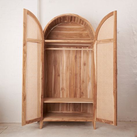 Arched Wardrobe, Swahili Architecture, Teak Wardrobe, Clothes Hanging Rack, Arched Cabinet, Linen Cupboard, Clothes Hanging, Beautiful Cabinet, Hanging Rack